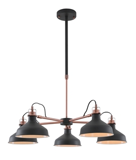 Bordeu Telescopic-Semi Ceiling 5 Light, 5 x E27, Graphite-Copper-White