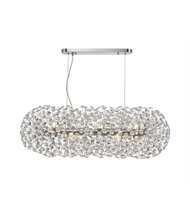 Boyd Oblong Linear Pendant 10 Light G9 Polished Chrome - Crystal (28 extra sets of crystal)