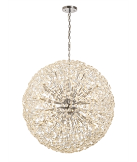 Boyd Pendant 1.2m Sphere 64 Light G9 Polished Chrome - Crystal, Item Weight: 60kg