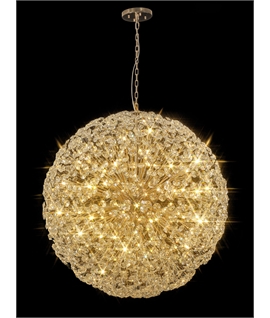 Boyd Pendant 1.2m Sphere 64 Light G9 French Gold - Crystal, Item Weight: 60kg