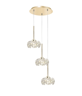 Boyd 3 Light G9 2m Round Pendant With French Gold And Crystal Shade