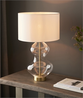 Curved Glass Table Lamp with Fabric Shade - 3 Options