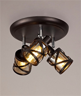 Bronze Triple Adjustable Spotlight on Round Plate