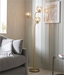 Triple Lustre Glass and Brushed Gold Floor Lamp