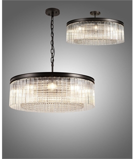 Caffi Large Round Pendant-Semi Flush, 10 Light E14, Brown Oxide