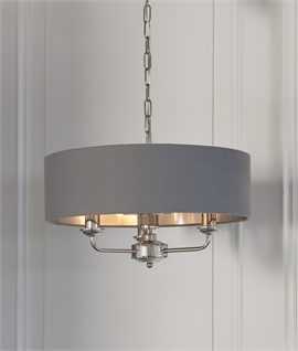 Bright Nickel 3 Arm Chandelier With Choice of Shade