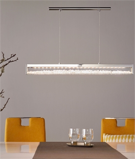 Rise & Fall Chrome Linear LED Pendant with Crystals