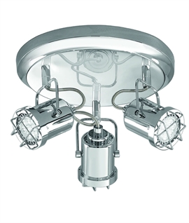 Chrome Round Ceiling Triple Spotlight with LED Lamps