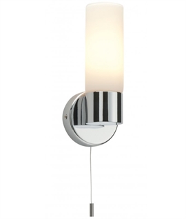 Simple Bathroom Opal Glass Wall Light With Pull Cord