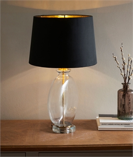 Clear Glass Table Lamp - White or Black Shade