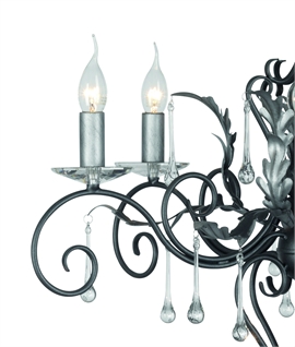 3 Light Elegant Rococo Style Chandeliers - Crystal Adorned