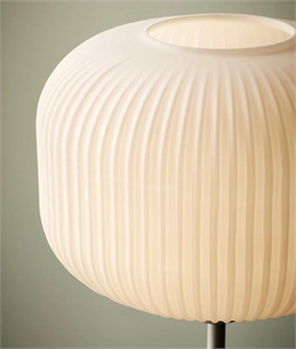 Floor Lamp with Opal Glass Ribbed Shade 