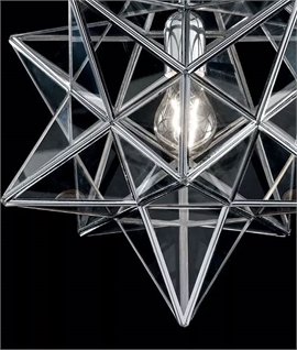 Star-Shape Hanging Lantern Light in Chrome with Chain Suspension