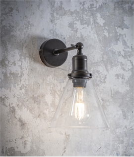 Industrial Clear Conical Glass Adjustable Wall Light