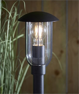Contemporary Mini Post Light for Garden Paths and Flowerbeds - Textured Black Paint