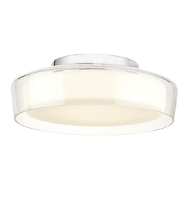 Soft Diffused Bathroom Ceiling Light - Double Glass Opaline and Clear