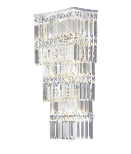Cascade Wall Sconce - Rectangular & Square Crystal Drops - Tiered Crystal Wall Light - Height 53cm