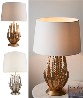 Opulent Floral Leaf Table Light with Shade