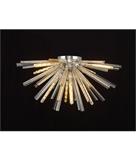 Didier 8 Light E27, Semi Flush Polished Nickel - Champagne Gold Glass