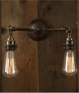 Vintage Bare Lamp Double Wall Light - 3 Finishes