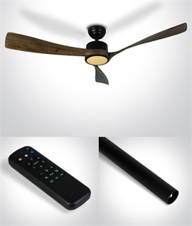 CCT LED Rod or Ceiling Mounted Fan Complete with Triple Wood Blades