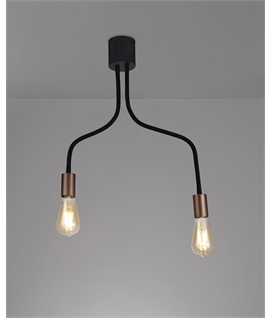 Garrett Flexible Ceiling 2 Light E27, Satin Black-Brushed Copper