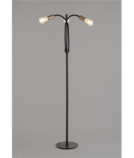 Garrett Flexible Floor Lamp, 3 Light E27, Satin Black-Brushed Copper