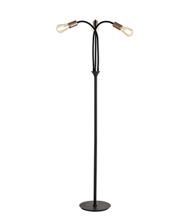 Garrett Flexible Floor Lamp, 3 Light E27, Satin Black-Brushed Copper