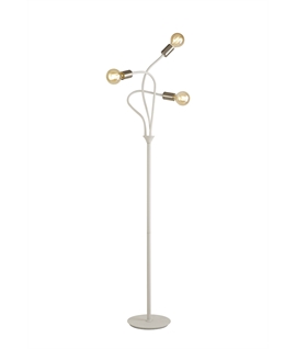 Garrett Flexible Floor Lamp, 3 Light E27 Satin White-Satin Nickel