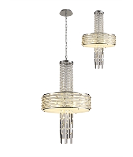 Gibson Pendant-Convertible To Semi Flush, 7 x E14, Polished Chrome-Crystal