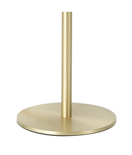 Glo Sphere Small Oval Ball Tall Table Lamp 1 Light E27 Satin Gold Base With Frosted White Glass Globe