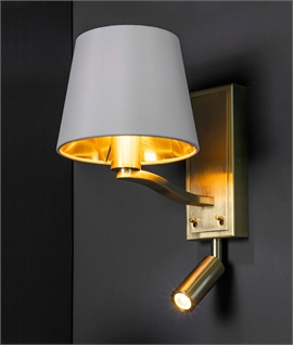 Brushed Gold Bedside Wall Light with Moveable LED Reader