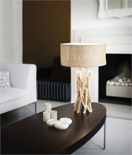 Driftwood Styled Table Lamp with Hessian Shade