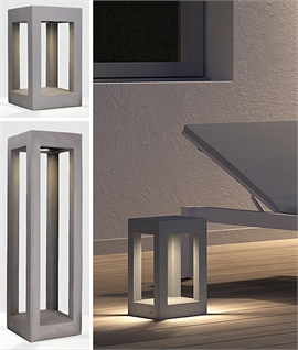 Modern Minimalist Smooth Concrete Exterior LED Bollard 