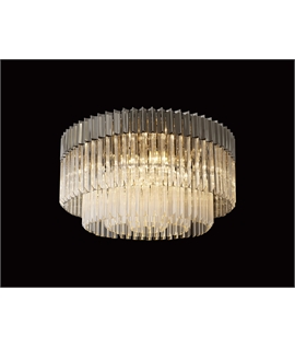 Jenson 80cm Ceiling Round 12 Light E14, Polished Nickel-Clear Sculpted Glass, Item Weight: 29kg