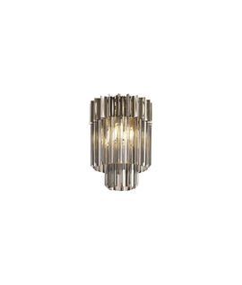 Jenson 30cm Ceiling Round 3 Light E14, Polished Nickel - Smoke Sculpted Glass