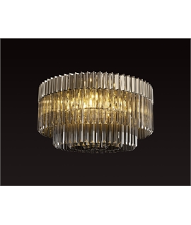 Jenson 80cm Ceiling Round 12 Light E14, Polished Nickel - Smoke Sculpted Glass, Item Weight: 29kg