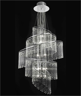 Long Drop Chrome and Crystal 5 Ring Chandelier Dia 650mm