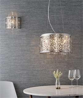 Flush Mounted Wall Light in Decorative Chrome & Crystal 