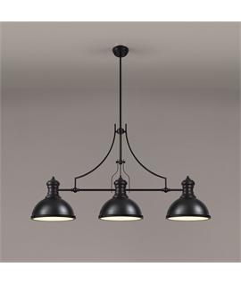 Latifi Linear Pendant, 3 x E27, Matt Black-Frosted Glass