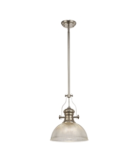 Latifi 1 Light Pendant E27 With 30cm Dome Glass Shade, Polished Nickel-Clear