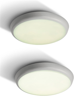 White 25cm Diameter Flush to Ceiling LED Light - IP54 CCT 3000-4000-5000k