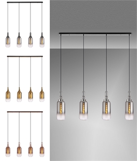 Linear 4 Light Pendant with Fade Glass Shades - 4 Options