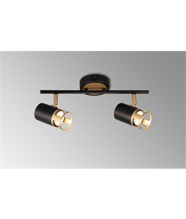 Luxe Beam 2 Light Linear Bar Spotlight GU10, Black - Painted Gold