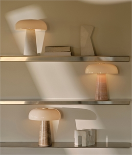 Danish Designer Marble Base & Glass Shade Table Lamp