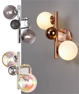 Wall Light with Glass Globe Shades & Ball Detail - 3 Options