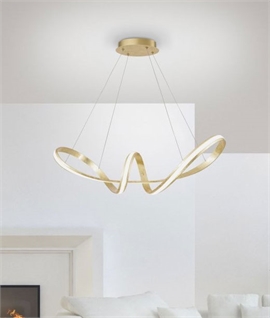 LED Twisted Swirl Pendant with Gold Leaf - 91cm Wide