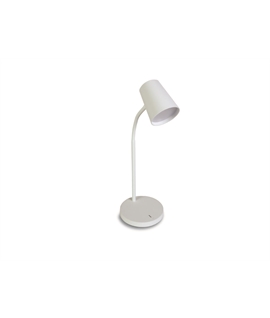 White 5W 3-step dimmable table lamp with touch switch on base, IP20.