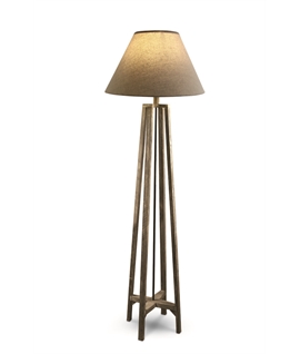 Wood 12W E27 Decorative wooden floor lamp with beige fabric shade and EU Schuko plug.