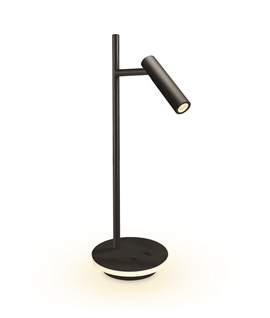 Black 3W Reading light + 6W Base LED Decorative desk lamp with On/Off switch and Eu plug.